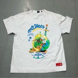 100 thieves open word white Graphic T-Shirt with Colorful Design